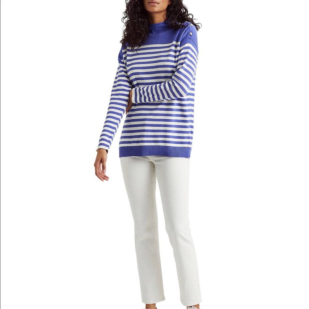 Lauren Ralph Lauren Stripe Mockneck Sweater Violet